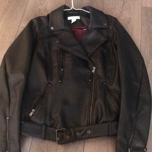 Edgy Faux-Leather Biker Jacket